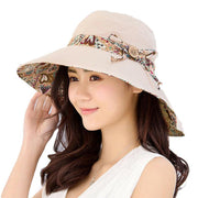 Wide Brim Sun Hat for Women Foldable Floppy Beach Cap with Bow Travel Style - Grey V528-SUNHAT-GREY-657611