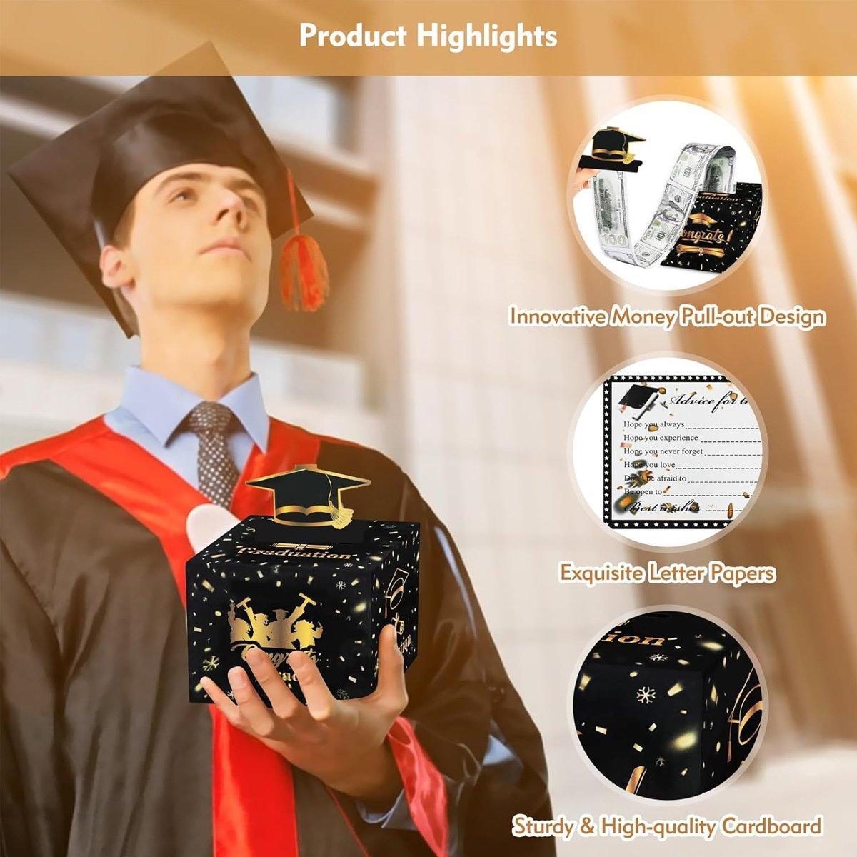 Birthday Creative Money-drawing Gift Box Graduation Party Money Drawing Box V528-SURPRISEBOXBLACKFINISHSCHOOL-539350