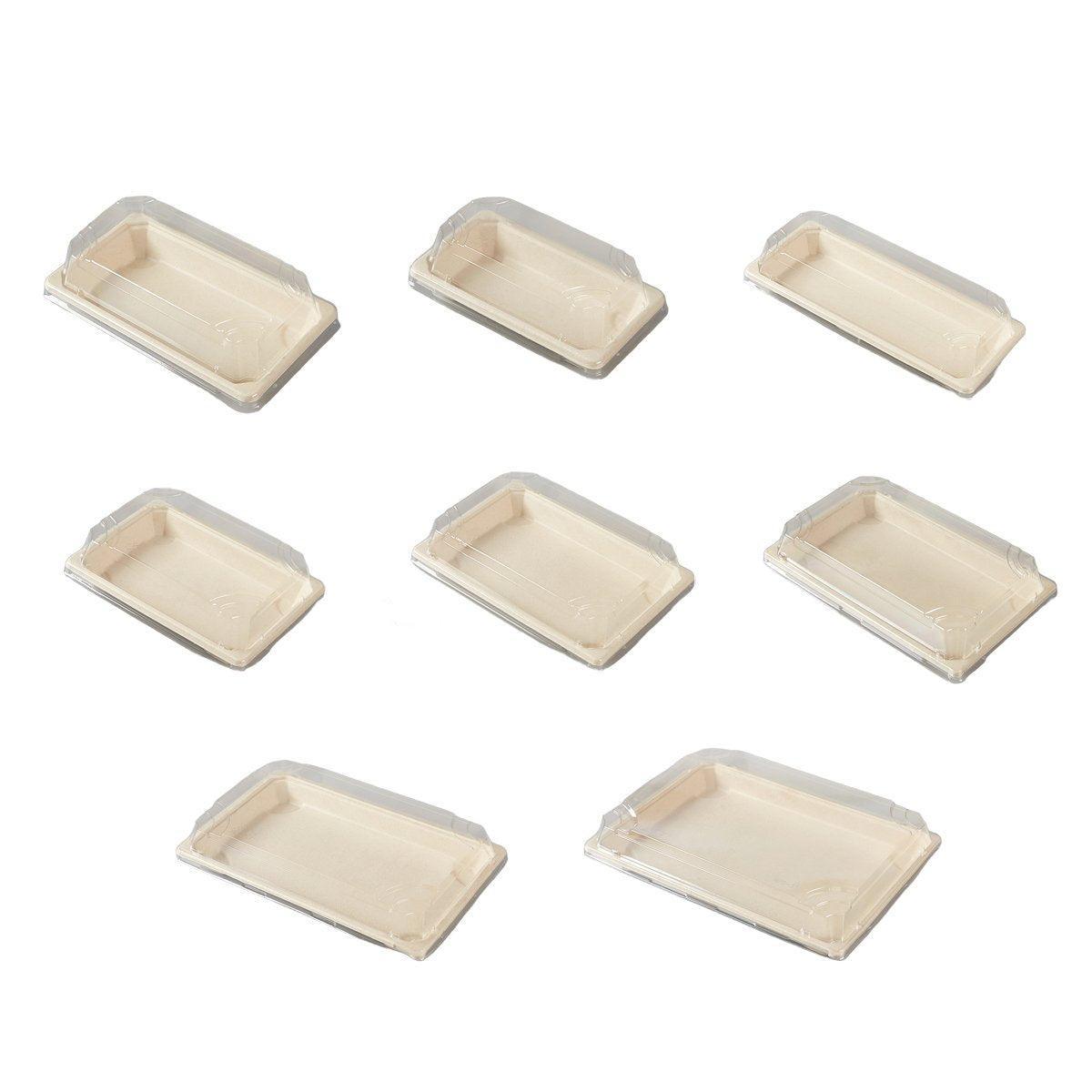 50pcs Eco-Friendly Sushi Box Rectangular Biodegradable Lunch Packaging Plate - 21.8 cm x 9.1 cm x 4.5 cm V528-SUSHI-BOX-50PCS-2-180406