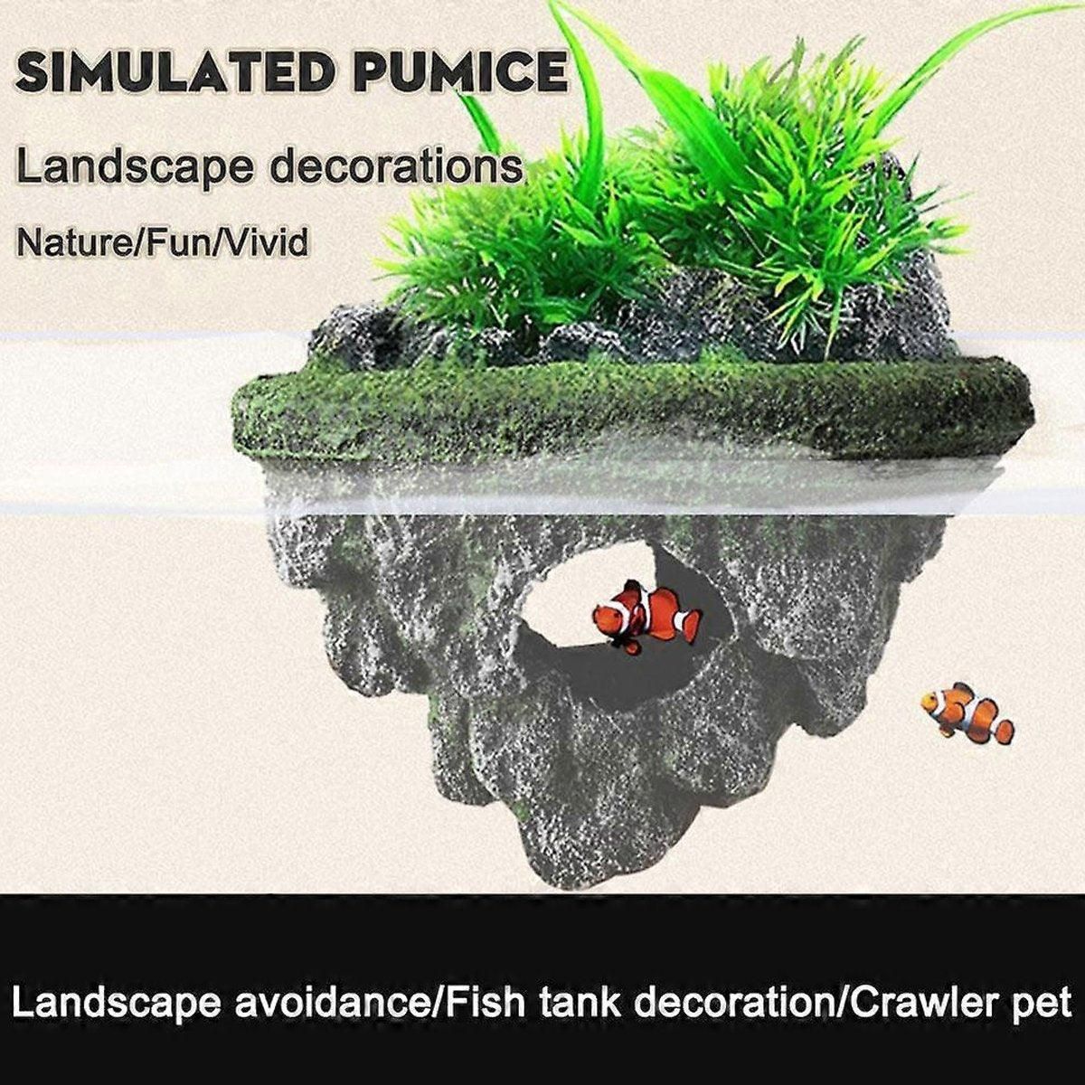 Fish Tank Aquascape Hoverstone Decoration Natural Rock Landscaping for Aquarium - S V528-SUSPENDED-STONE-S-798420