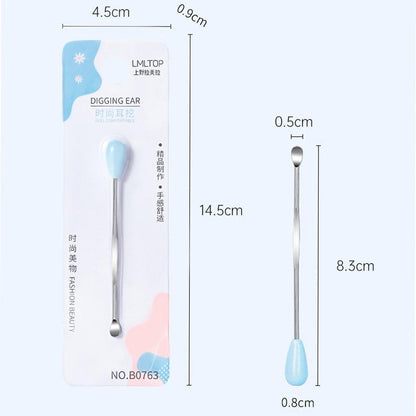 Stainless Steel Earpick Scoop Reusable Earwax Removal Tool Cleaner Kit Unisex - Pink V528-SY133-B0763-PINK-908104