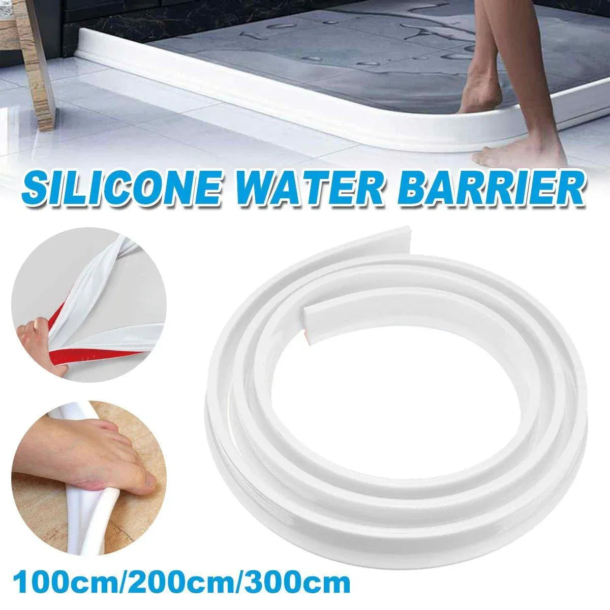 100-300CM Silicone Shower Water Barrier Bathroom Waterproof Strip Self-Adhesive - 100CM V528-T-WATER-BARRIER-100CM-801616