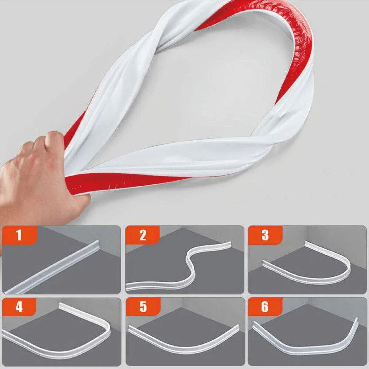 100-300CM Silicone Shower Water Barrier Bathroom Waterproof Strip Self-Adhesive - 100CM V528-T-WATER-BARRIER-100CM-801616