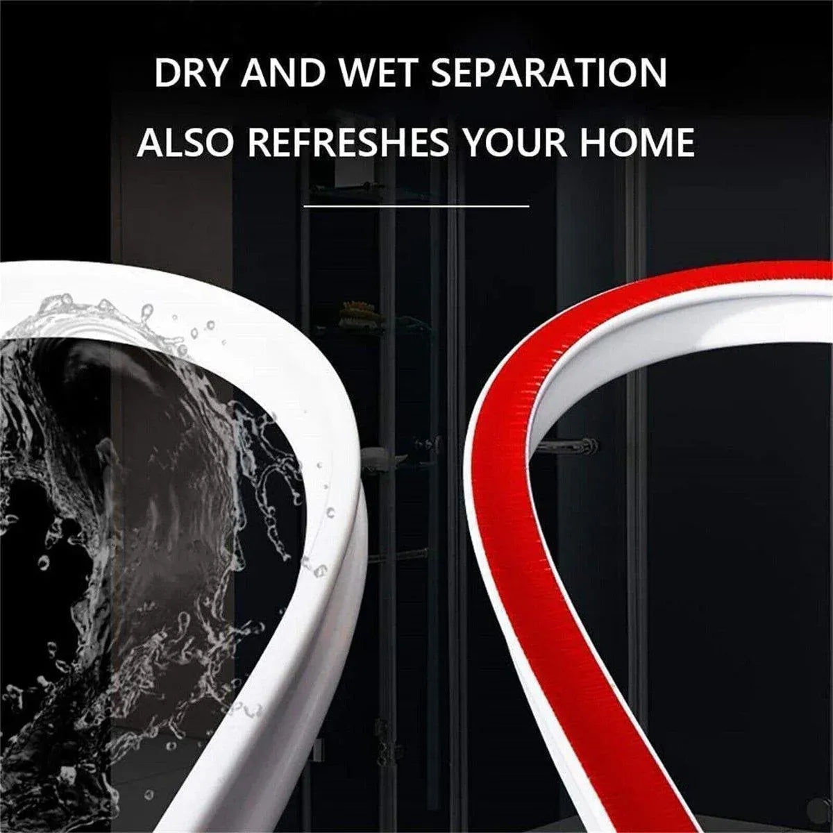 100-300CM Silicone Shower Water Barrier Bathroom Waterproof Strip Self-Adhesive - 100CM V528-T-WATER-BARRIER-100CM-801616