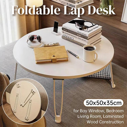 Small Foldable Computer Desk Portable Bed Table Round Home Office Laptop Stand V528-TABLE-50-35CM-577236