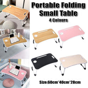 Laptop Bed Table Foldable Lap Standing Desk with Cup Slot for Indoor Picnic Tray - White V528-TABLE-WHITE-774981