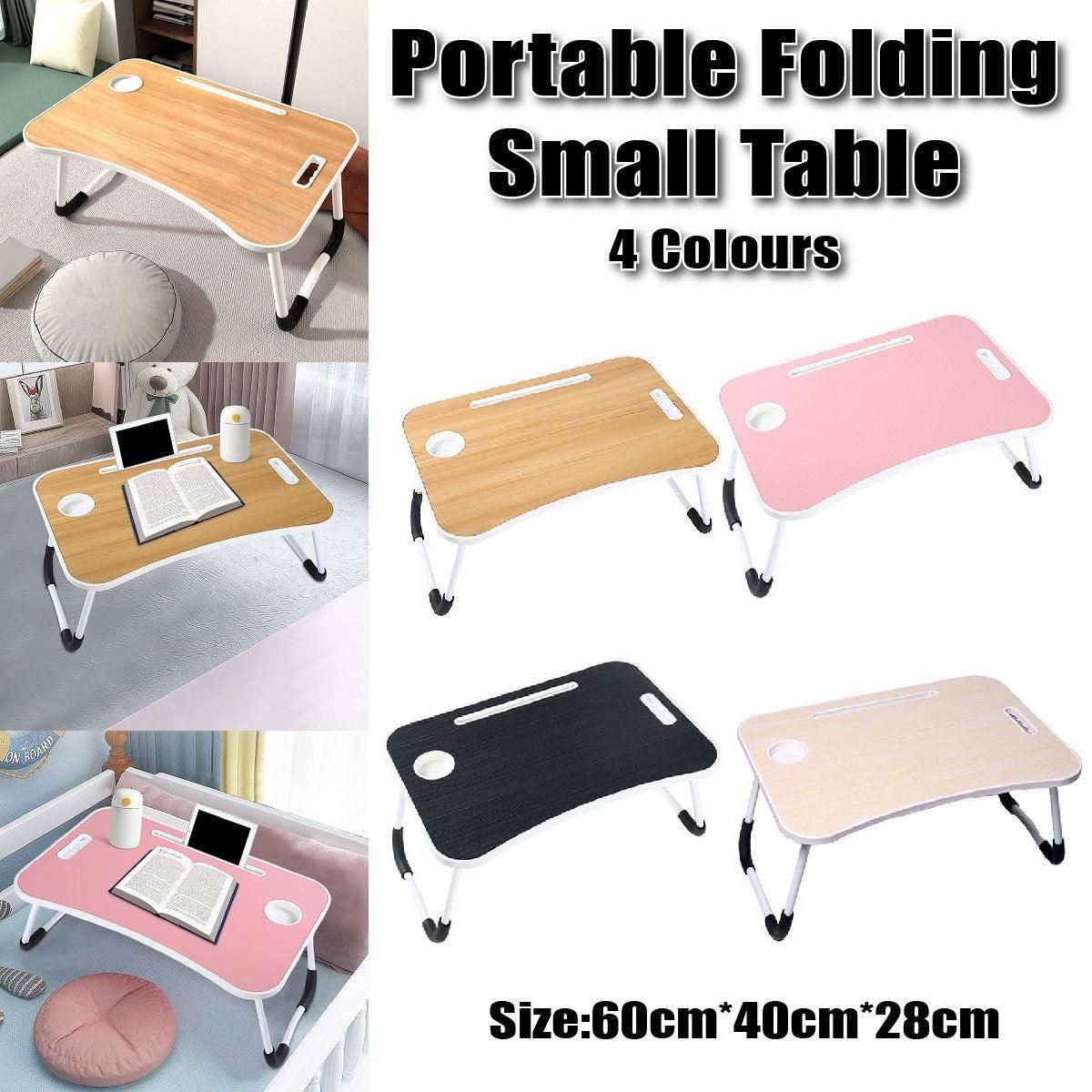 Laptop Bed Table Foldable Lap Standing Desk with Cup Slot for Indoor Picnic Tray - White V528-TABLE-WHITE-774981