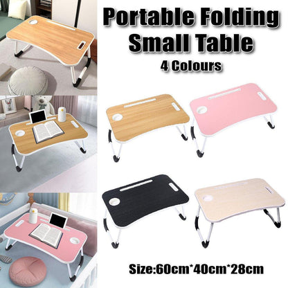 Laptop Bed Table Foldable Lap Standing Desk with Cup Slot for Indoor Picnic Tray - White V528-TABLE-WHITE-774981