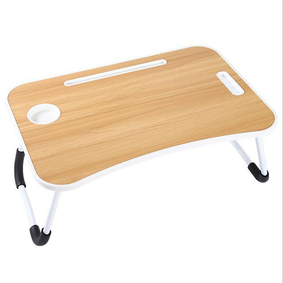 Laptop Bed Table Foldable Lap Standing Desk with Cup Slot for Indoor Picnic Tray - White V528-TABLE-WHITE-774981