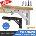 Traderight Table Bracket Folding Stainless Steel 150KG Wall Shelf Bench 2PCS - Black 20in V528-TABLEBRACKET-BLACK-20IN-368596