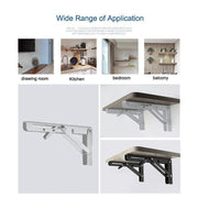 Traderight Table Bracket Folding Stainless Steel 150KG Wall Shelf Bench 2PCS - Black 20in V528-TABLEBRACKET-BLACK-20IN-368596