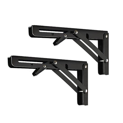 Traderight Table Bracket Folding Stainless Steel 150KG Wall Shelf Bench 2PCS - Black 20in V528-TABLEBRACKET-BLACK-20IN-368596
