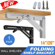 Traderight Table Bracket Folding Stainless Steel 150KG Wall Shelf Bench 2PCS - White 20in V528-TABLEBRACKET-WHITE-20IN-446452