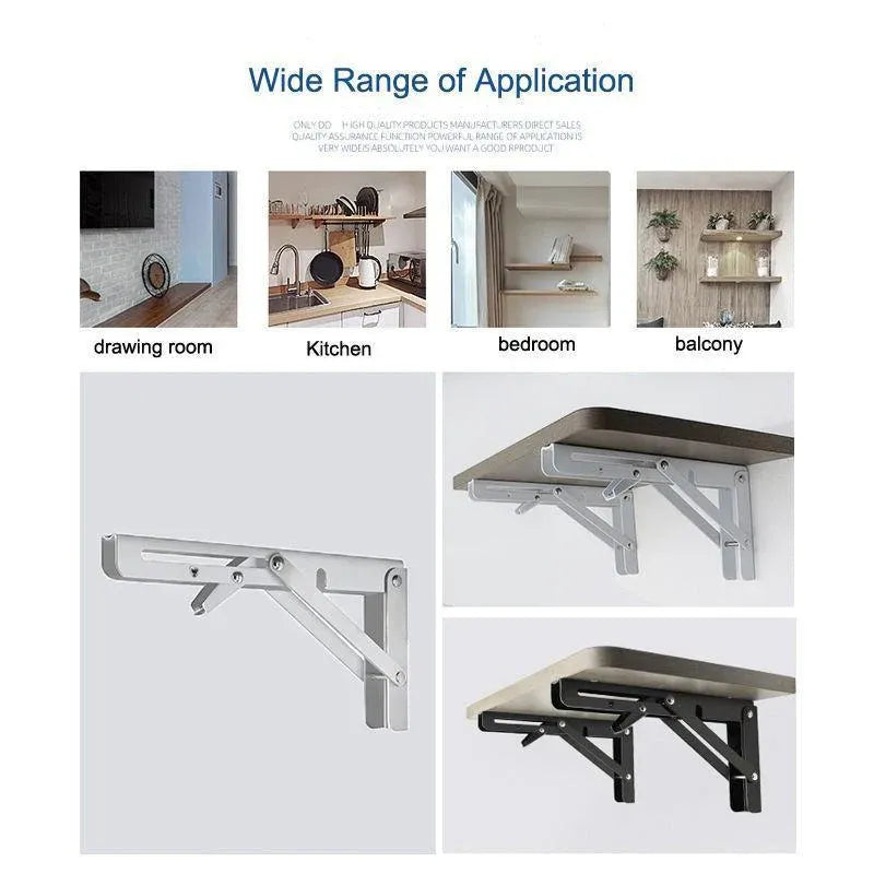Traderight Table Bracket Folding Stainless Steel 150KG Wall Shelf Bench 2PCS - White 20in V528-TABLEBRACKET-WHITE-20IN-446452