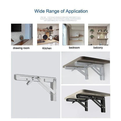 Traderight Table Bracket Folding Stainless Steel 150KG Wall Shelf Bench 2PCS - White 20in V528-TABLEBRACKET-WHITE-20IN-446452