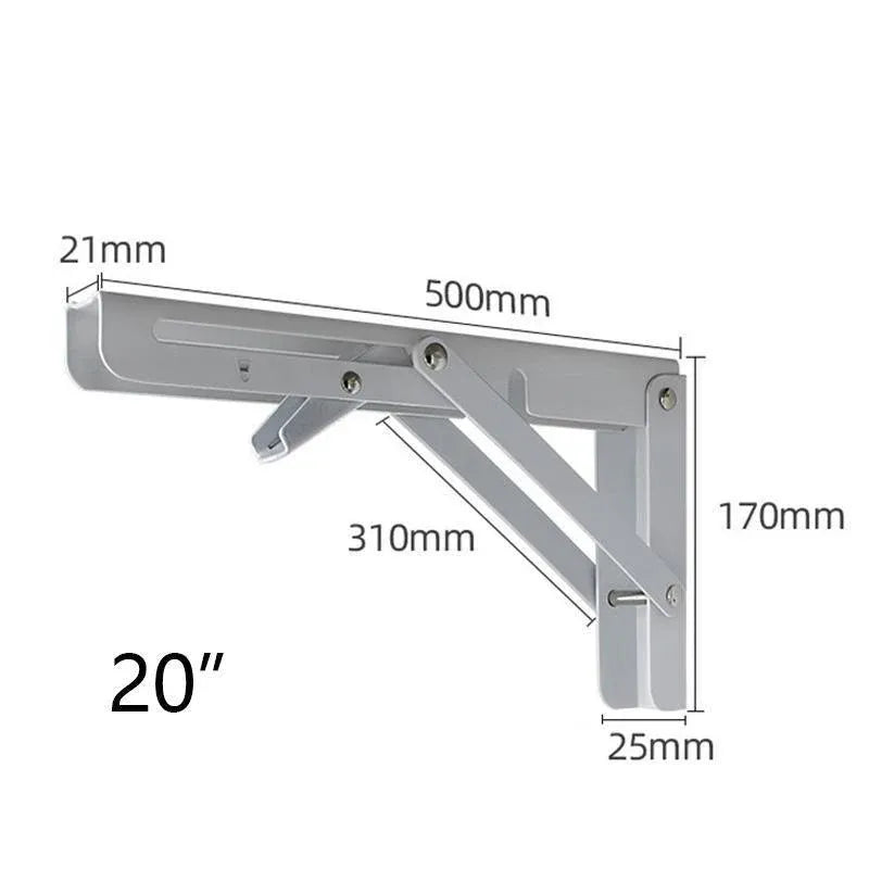 Traderight Table Bracket Folding Stainless Steel 150KG Wall Shelf Bench 2PCS - White 20in V528-TABLEBRACKET-WHITE-20IN-446452