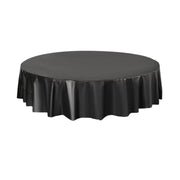 10pcs Round Tablecloth Solid Color Waterproof PEVA Table Cover 213cm Diameter - Black V528-TABLECLOTH-BLACK-10PCS-970198
