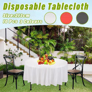 10pcs Round Tablecloth Solid Color Waterproof PEVA Table Cover 213cm Diameter - Black V528-TABLECLOTH-BLACK-10PCS-970198