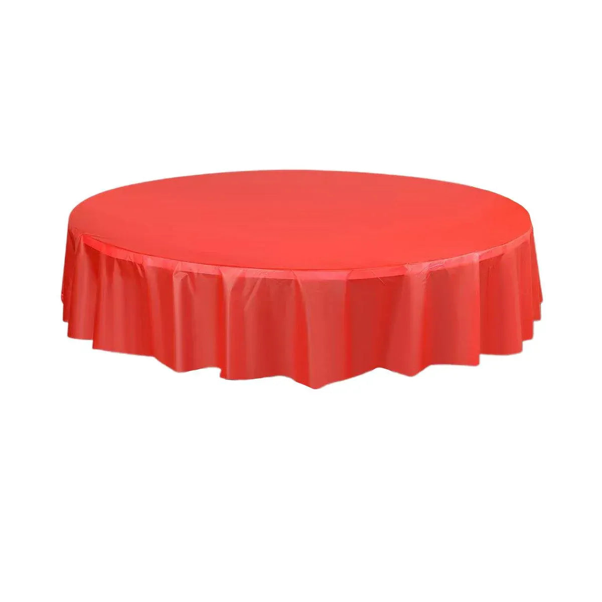 10pcs Round Tablecloth Solid Color Waterproof PEVA Table Cover 213cm Diameter - Red V528-TABLECLOTH-RED-10PCS-905324
