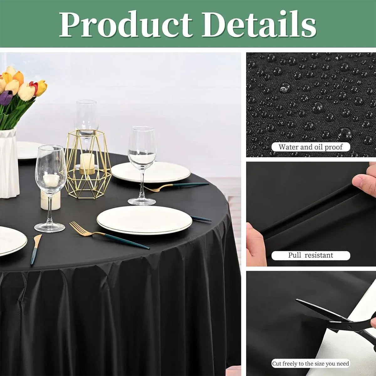 10pcs Round Tablecloth Solid Color Waterproof PEVA Table Cover 213cm Diameter - Red V528-TABLECLOTH-RED-10PCS-905324