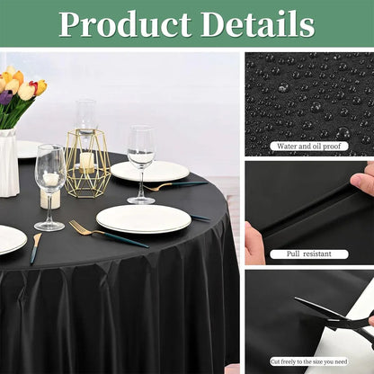 10pcs Round Tablecloth Solid Color Waterproof PEVA Table Cover 213cm Diameter - Red V528-TABLECLOTH-RED-10PCS-905324