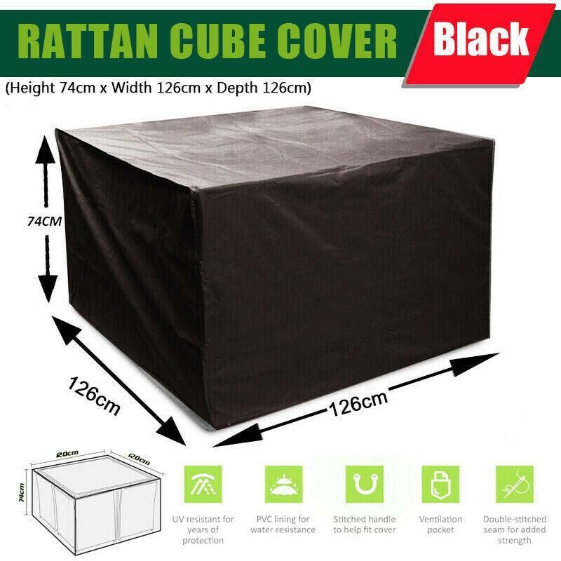 Waterproof Outdoor Furniture Cover Garden Patio Rain Uv Table Protector Chair - 123*123*74 V528-TABLECOVER-123-123-74-321097