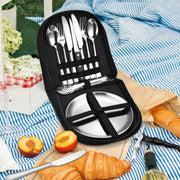 10/20PCS Camping Cutlery Set Outdoor Picnic Utensils Plates Spoons Forks Knives - Black-2 People V528-TABLEWARE-10PCS-BLACK-431390