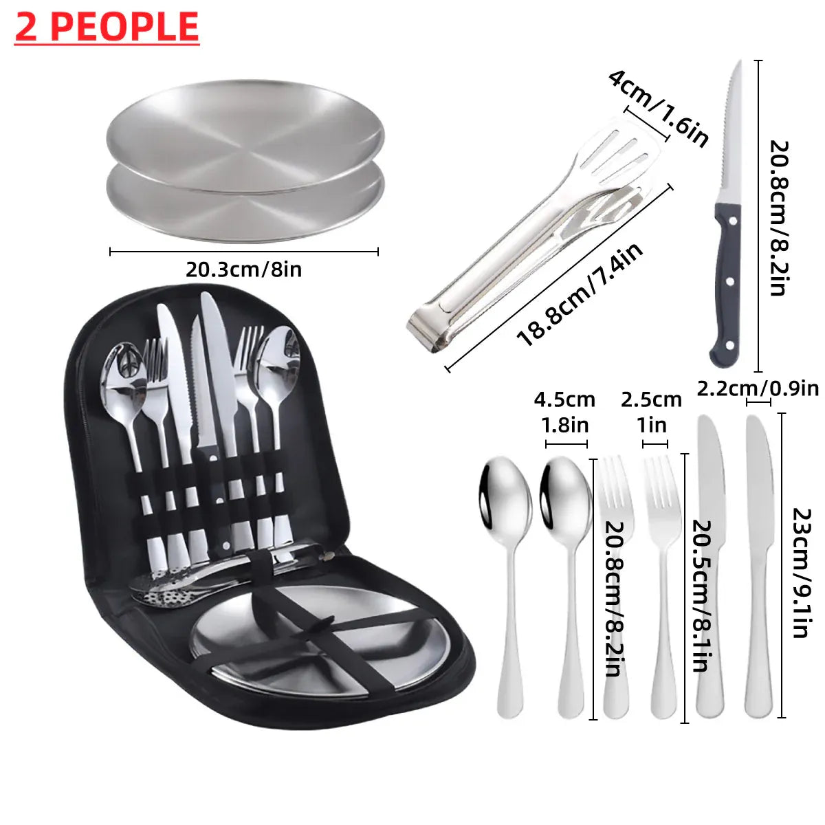 10/20PCS Camping Cutlery Set Outdoor Picnic Utensils Plates Spoons Forks Knives - Red-2 People V528-TABLEWARE-10PCS-RED-826533