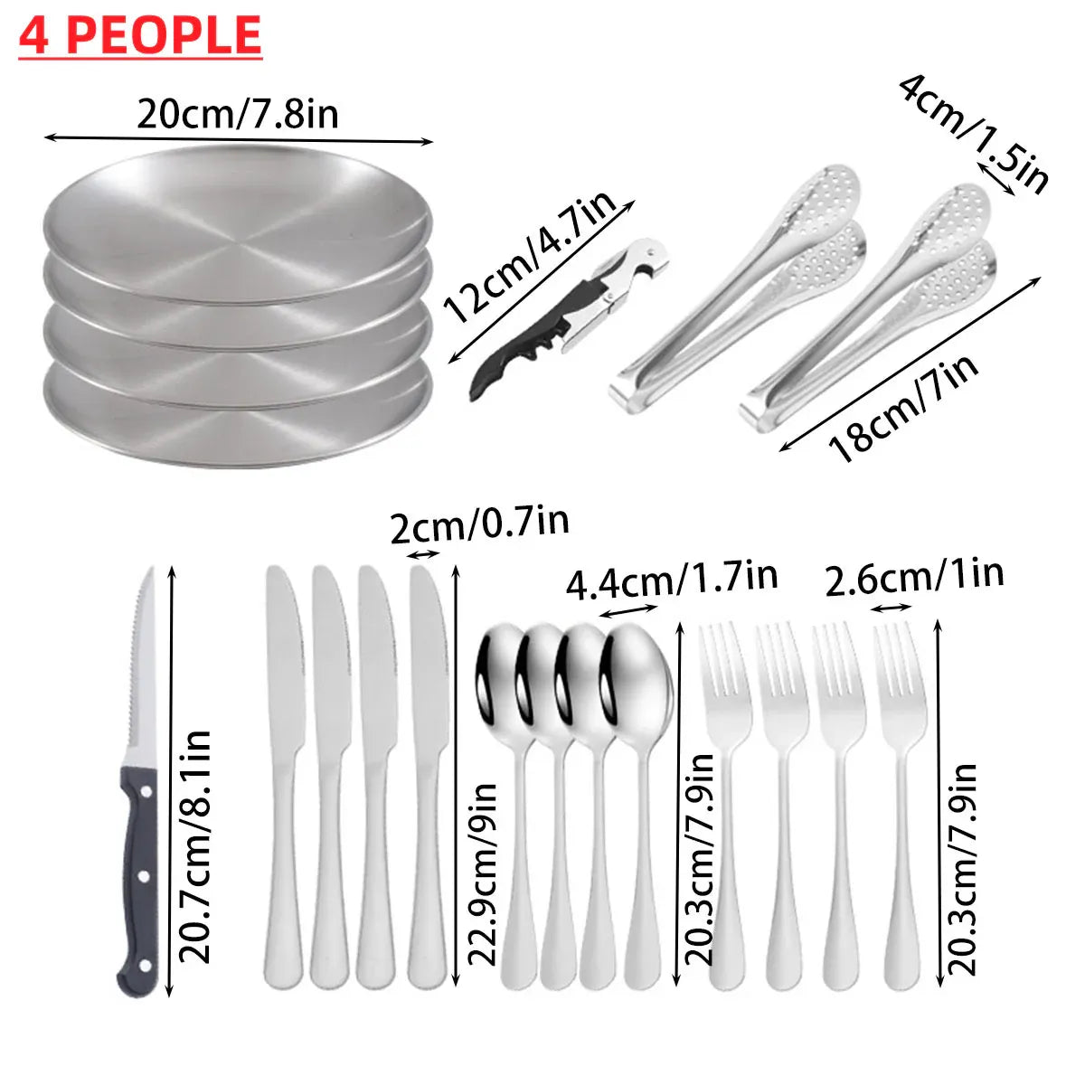 10/20PCS Camping Cutlery Set Outdoor Picnic Utensils Plates Spoons Forks Knives - Red-2 People V528-TABLEWARE-10PCS-RED-826533