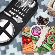 10/20PCS Camping Cutlery Set Outdoor Picnic Utensils Plates Spoons Forks Knives - Red-2 People V528-TABLEWARE-10PCS-RED-826533