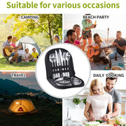 10/20PCS Camping Cutlery Set Outdoor Picnic Utensils Plates Spoons Forks Knives - Red-2 People V528-TABLEWARE-10PCS-RED-826533
