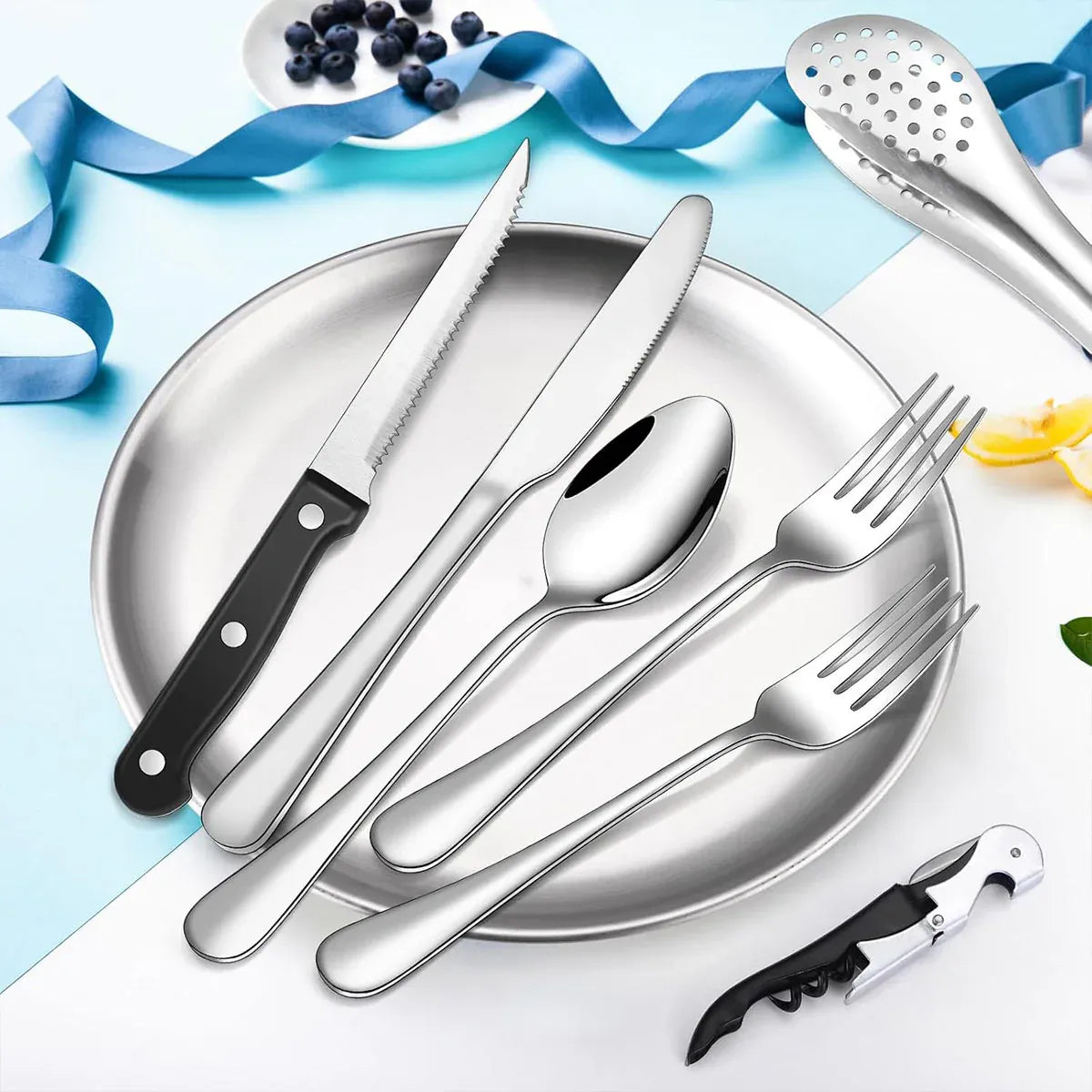 10/20PCS Camping Cutlery Set Outdoor Picnic Utensils Plates Spoons Forks Knives - Red-2 People V528-TABLEWARE-10PCS-RED-826533