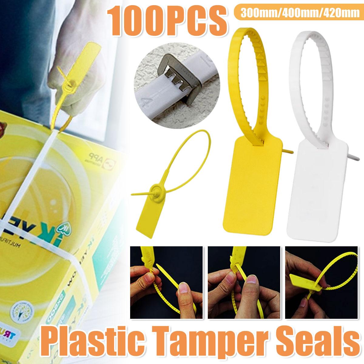 100pcs Plastic Seal Security Tags Plastic Label Tabs Ties for Luggage Bags - White-400mm V528-TAG-WHITE-100PCS-400MM-463705