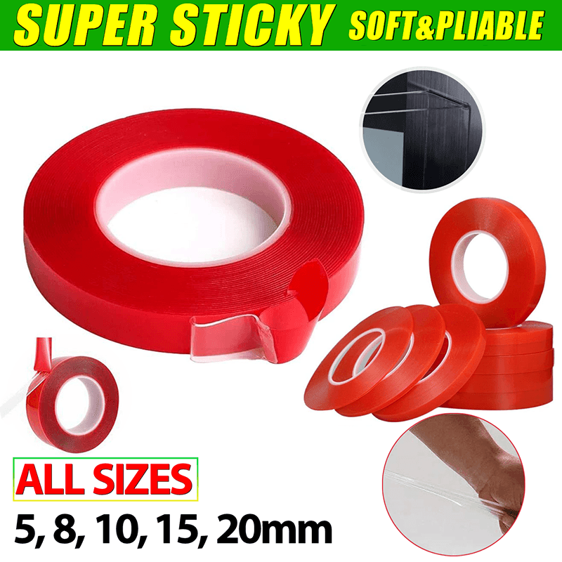 Double-Sided Clear Transparent Acrylic Adhesive Tape Foam Mounting Strong Gel - 8mm x 3m V528-TAPE-8MM-3MM-1PCS-88065