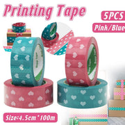 5pcs Cute Personality Packing Sealing Tape Adhesive Heart Design Colourful Glue - Pink V528-TAPES-5PCS-PINK-194752