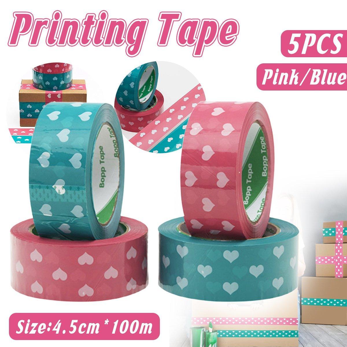 5pcs Cute Personality Packing Sealing Tape Adhesive Heart Design Colourful Glue - Pink V528-TAPES-5PCS-PINK-194752