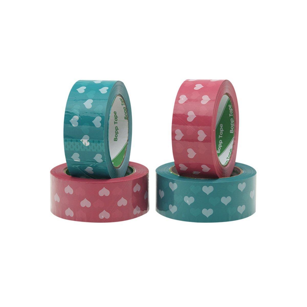 5pcs Cute Personality Packing Sealing Tape Adhesive Heart Design Colourful Glue - Pink V528-TAPES-5PCS-PINK-194752