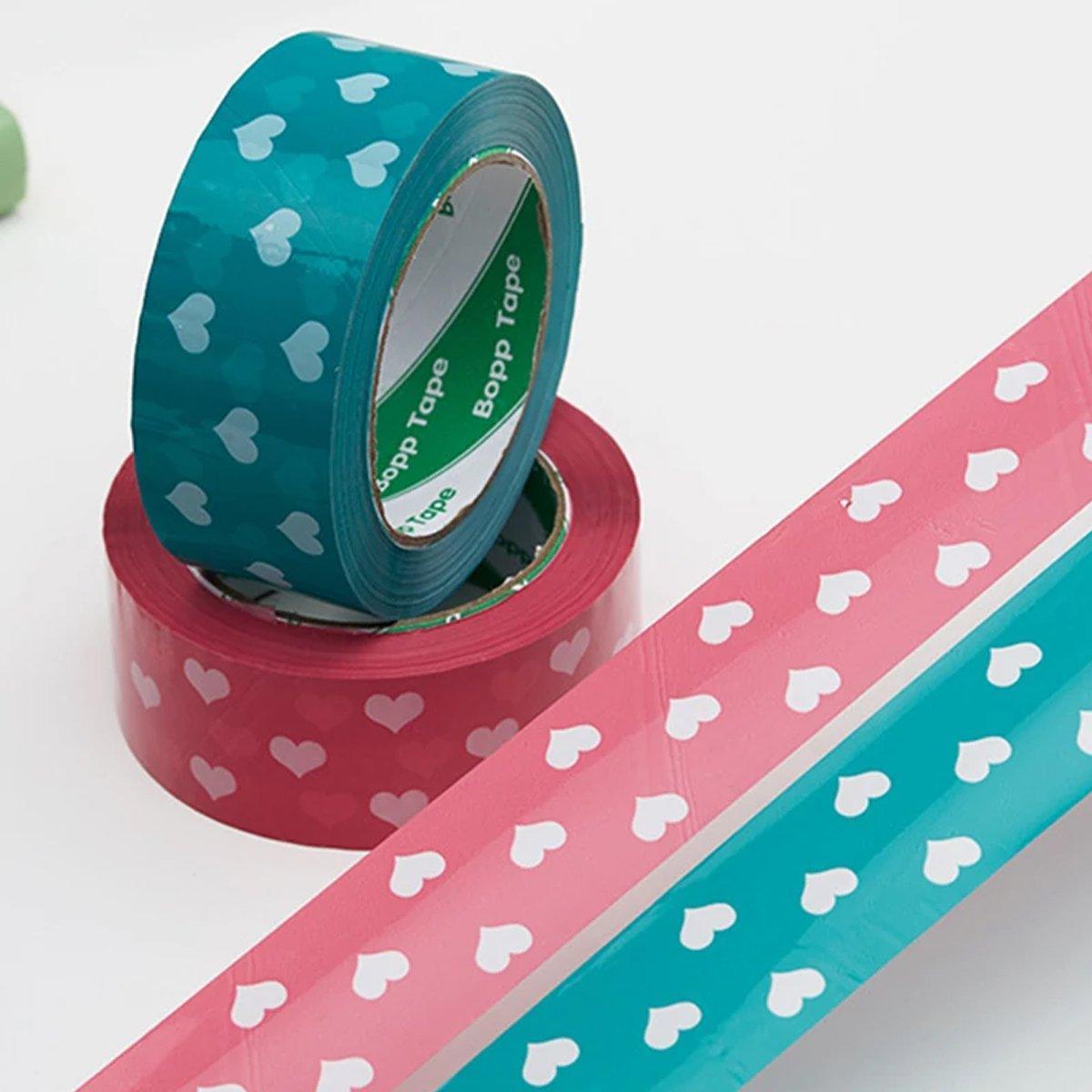 5pcs Cute Personality Packing Sealing Tape Adhesive Heart Design Colourful Glue - Pink V528-TAPES-5PCS-PINK-194752