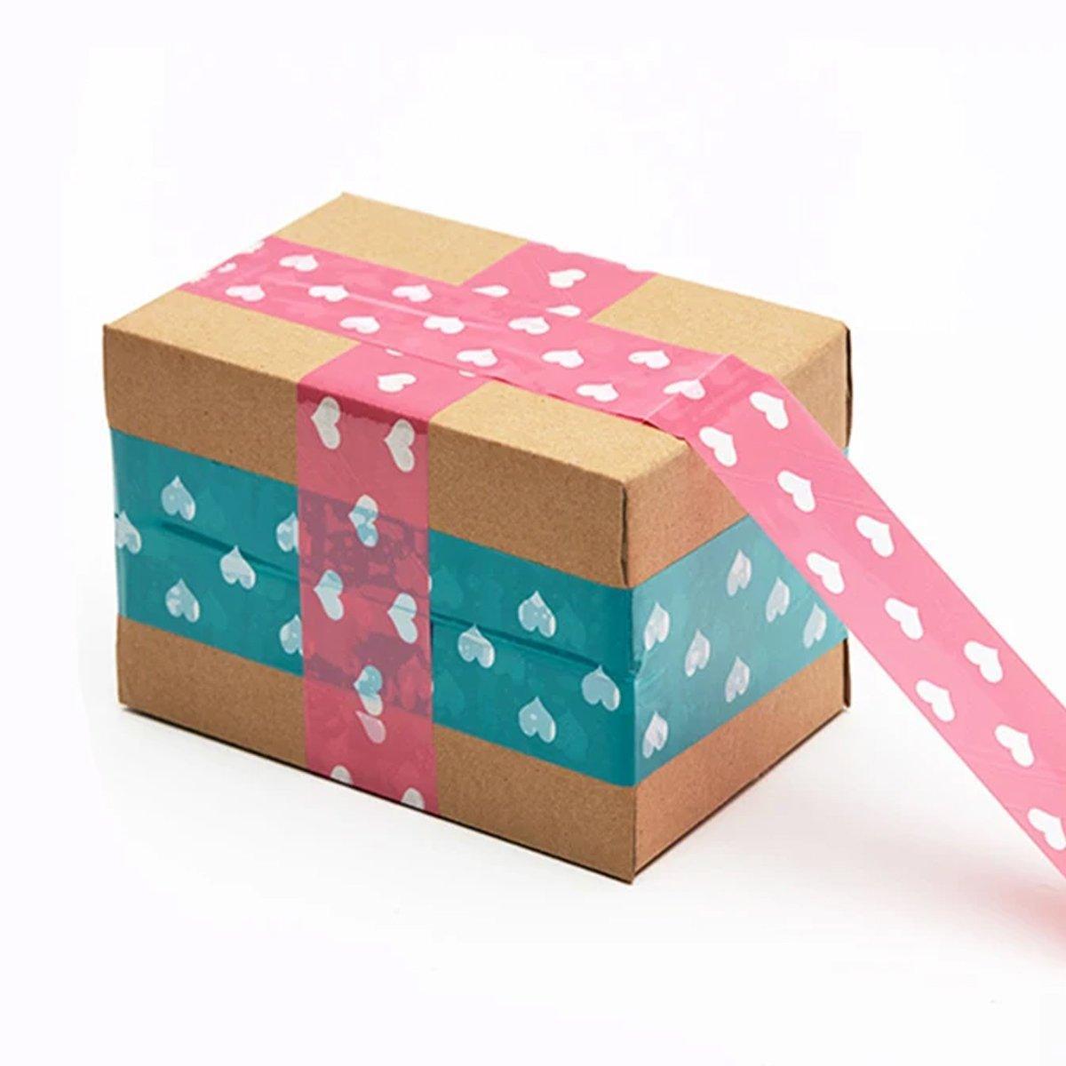 5pcs Cute Personality Packing Sealing Tape Adhesive Heart Design Colourful Glue - Pink V528-TAPES-5PCS-PINK-194752