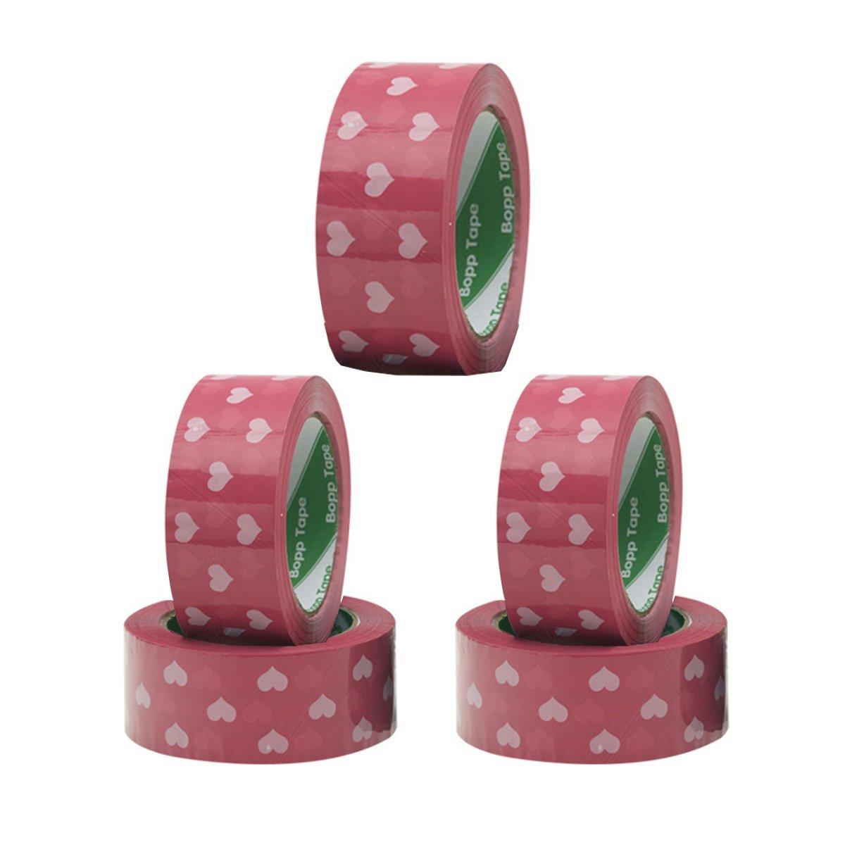 5pcs Cute Personality Packing Sealing Tape Adhesive Heart Design Colourful Glue - Pink V528-TAPES-5PCS-PINK-194752