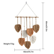 Handmade Braided Cotton Rope Leaves Wall Hanging Home Decoration Ornament - Brown V528-TAPESTRY-BROWN-442905