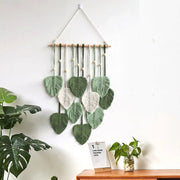 Handmade Braided Cotton Rope Leaves Wall Hanging Home Decoration Ornament - Brown V528-TAPESTRY-BROWN-442905