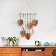 Handmade Braided Cotton Rope Leaves Wall Hanging Home Decoration Ornament - Brown V528-TAPESTRY-BROWN-442905