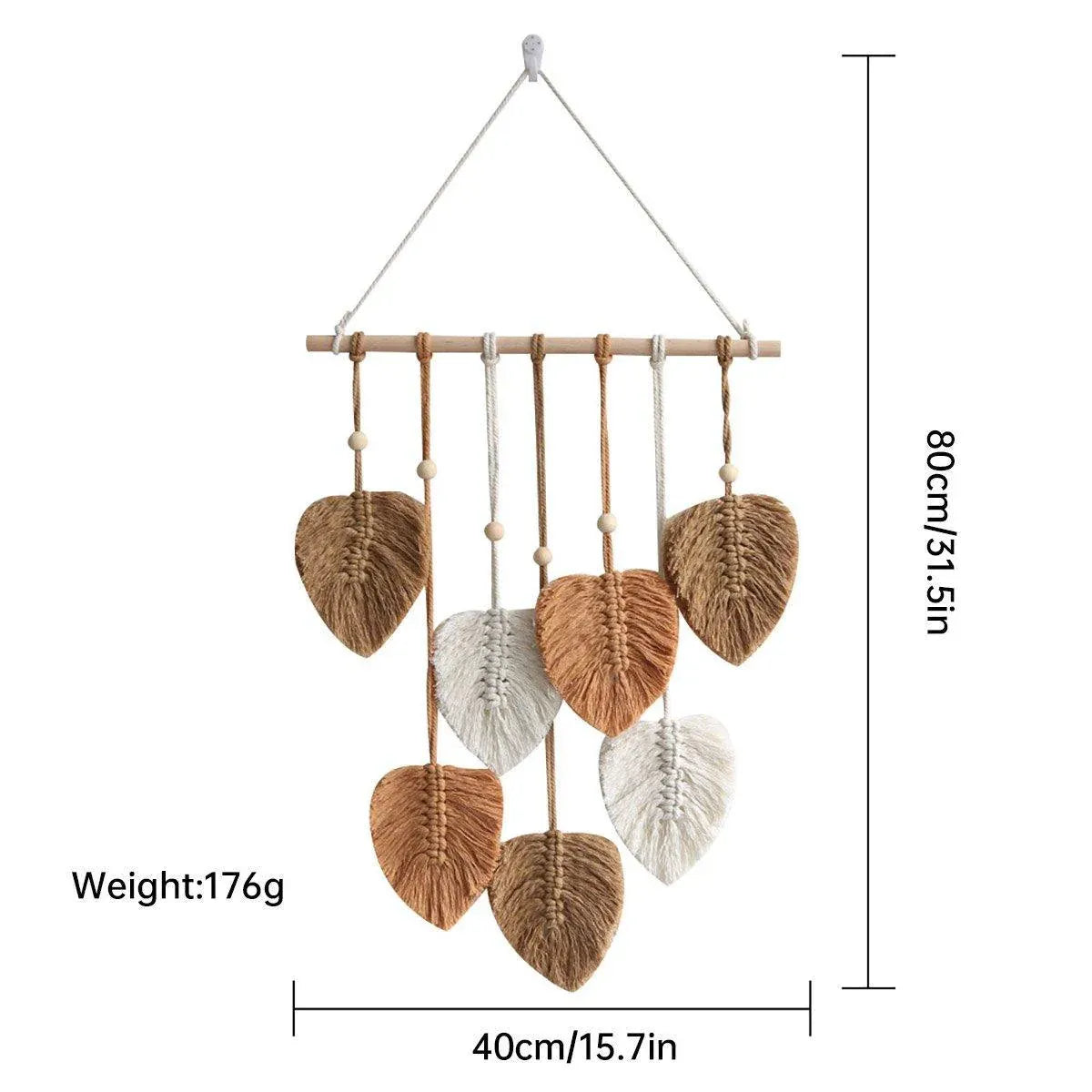 Handmade Braided Cotton Rope Leaves Wall Hanging Home Decoration Ornament - Green V528-TAPESTRY-GREEN-722774
