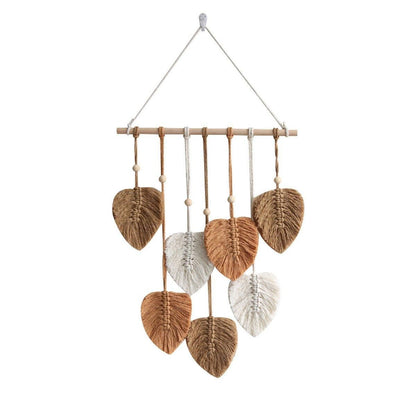 Handmade Braided Cotton Rope Leaves Wall Hanging Home Decoration Ornament - Khaki V528-TAPESTRY-KHAKI-561122