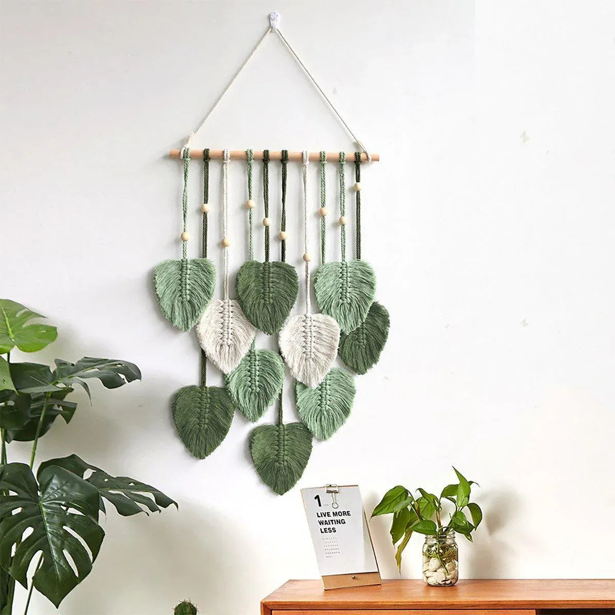 Handmade Braided Cotton Rope Leaves Wall Hanging Home Decoration Ornament - Khaki V528-TAPESTRY-KHAKI-561122