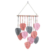 Handmade Braided Cotton Rope Leaves Wall Hanging Home Decoration Ornament - Pink V528-TAPESTRY-PINK-307974