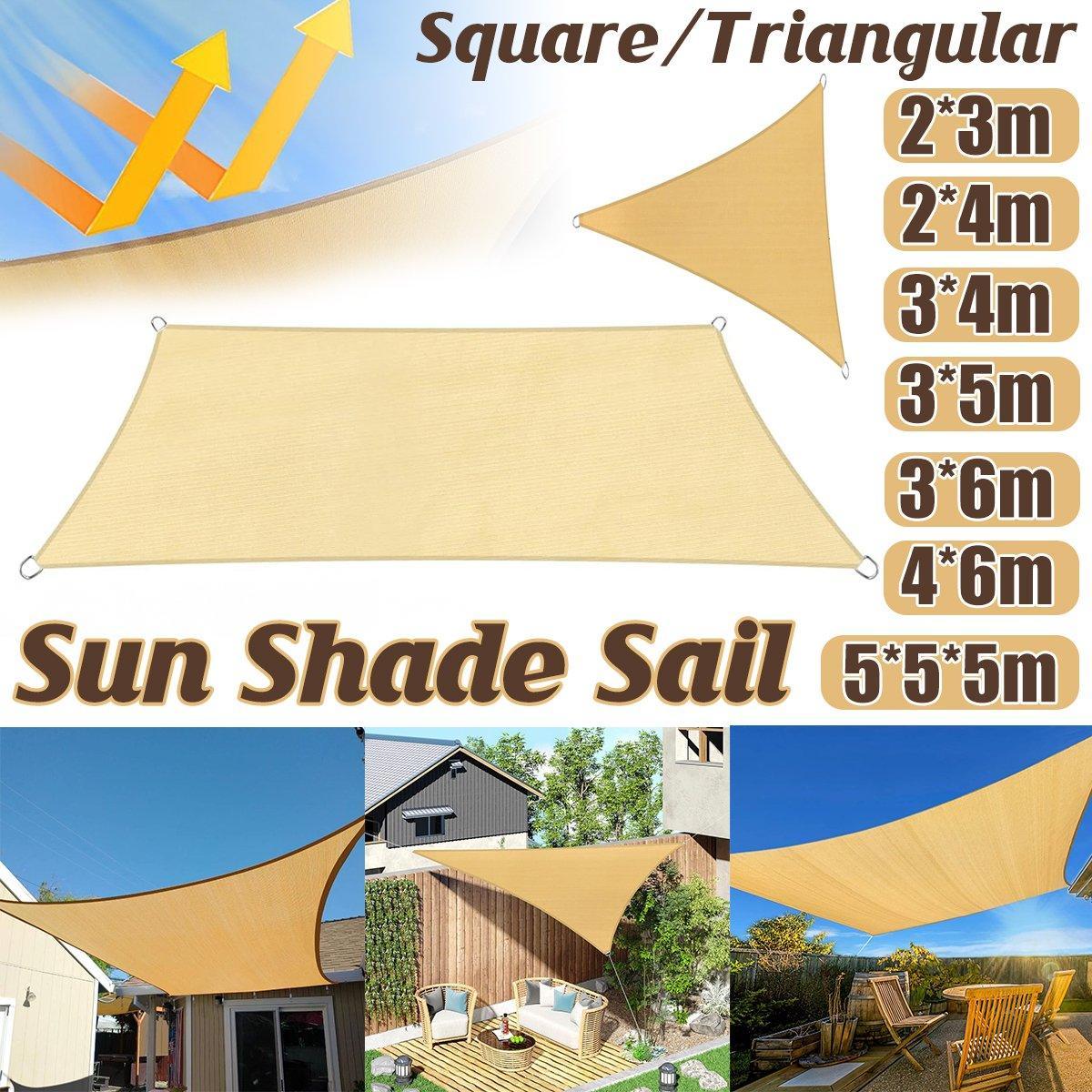 Outdoor Breathable Shade Sail Canopy Triangle Square Patio Garden Sun Shade - 2*4m(Rectangular) V528-TARPAULIN-YELLOW-2-4-611029