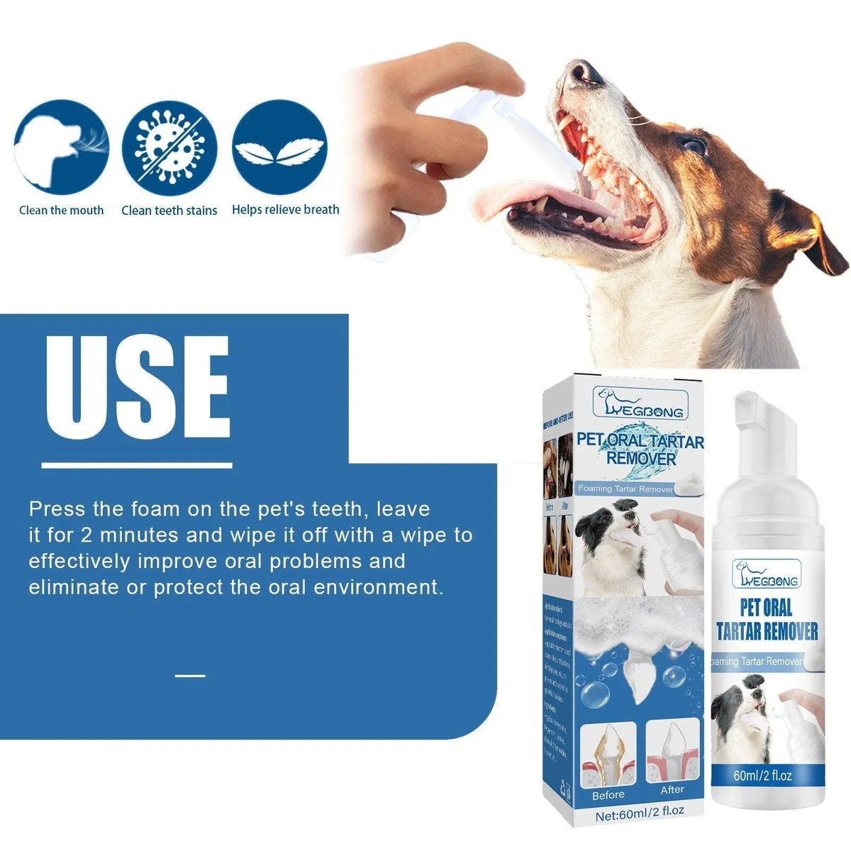 Pet Tartar Remover for Yellow Teeth Bad Breath Cleaning Foam Oral Care Cleaner V528-TARTAR-REMOVER-384111