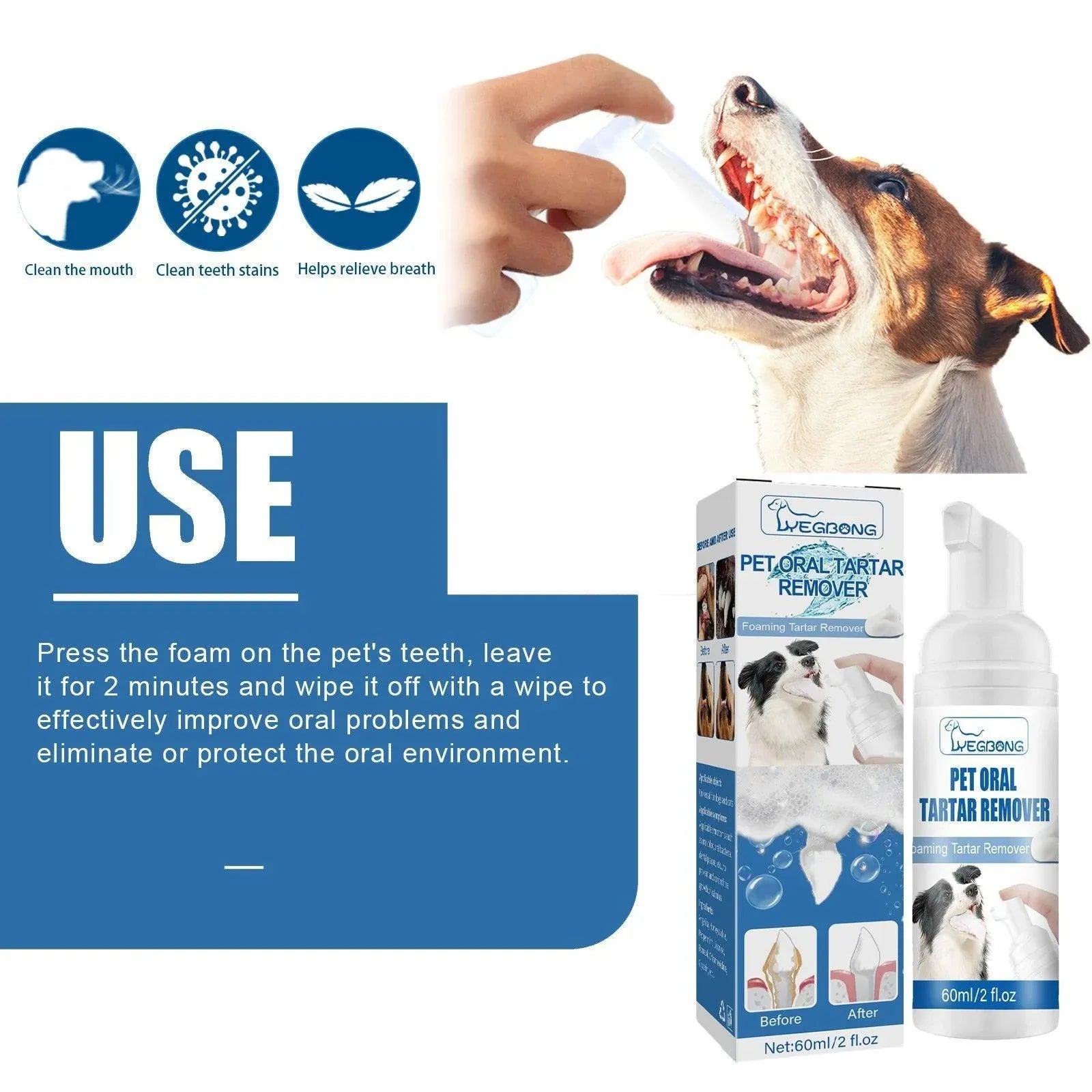Pet Tartar Remover for Yellow Teeth Bad Breath Cleaning Foam Oral Care Cleaner V528-TARTAR-REMOVER-384111